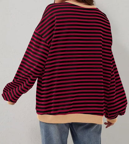 StripeAura – Sudadera de rayas color block para mujer