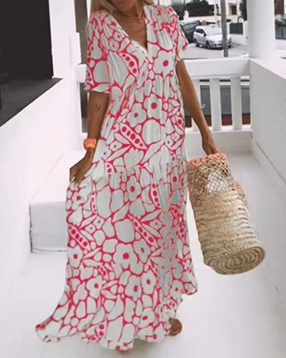 FloraLuxe – Kurzärmeliges bedrucktes Sommerkleid
