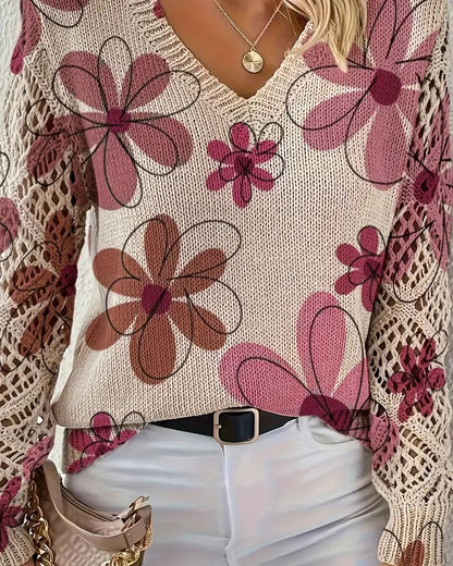 LaceWeave | Suéter de punto calado con cuello en V