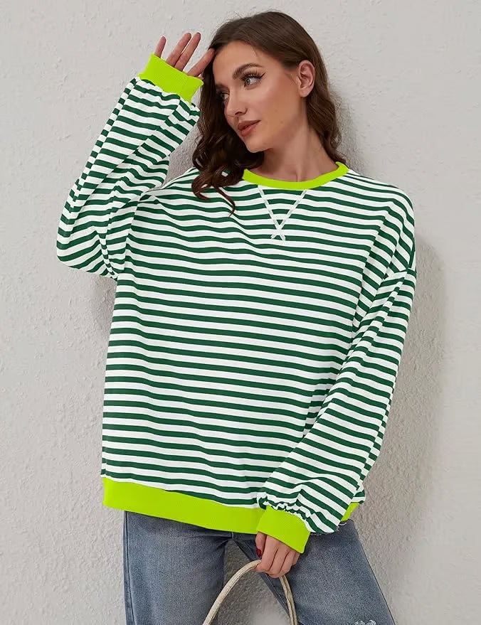 StripeAura – Sudadera de rayas color block para mujer