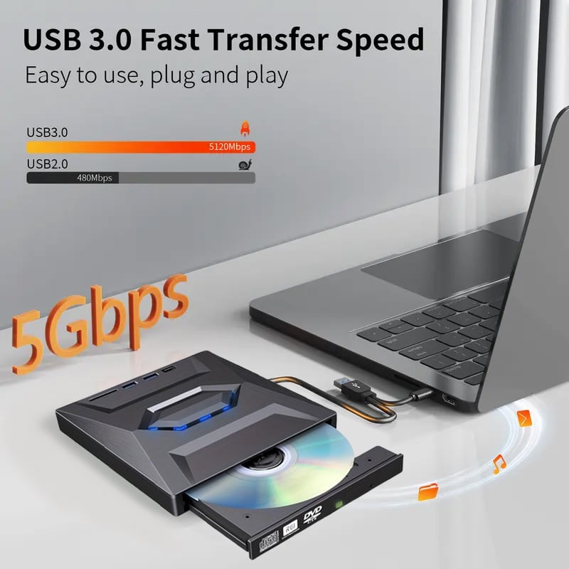 DiscMate – Grabadora de CD/DVD portátil de estilo retro