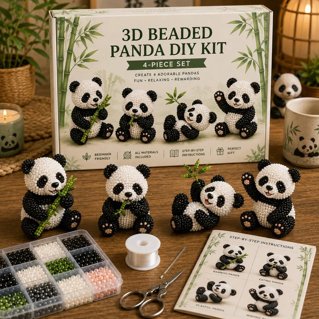 BearCraft - Kit de bricolaje de oso con cuentas 3D (set de 4 piezas hechas a mano)