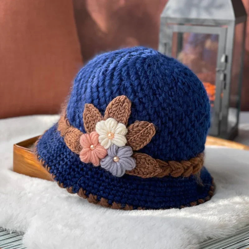 WarmCore – Gorro de punto con flores para mujer