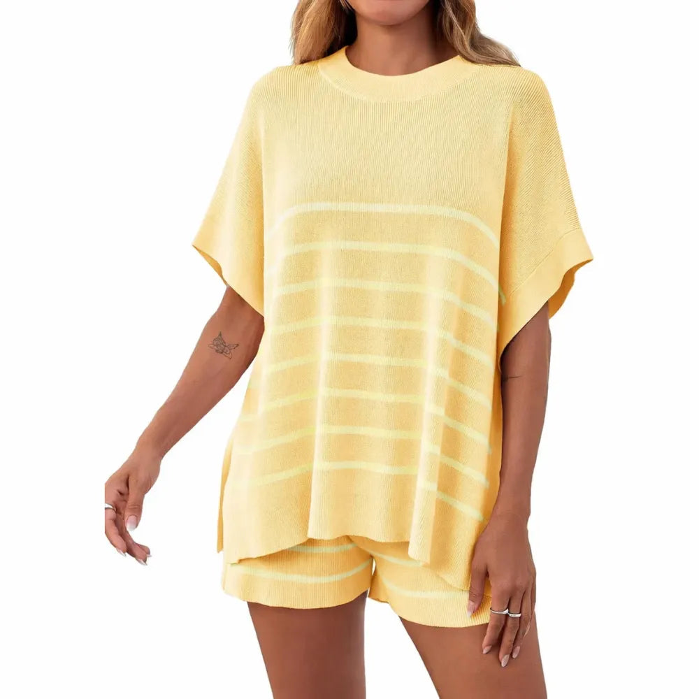 BellaVive – Conjunto de ropa de descanso a rayas chic