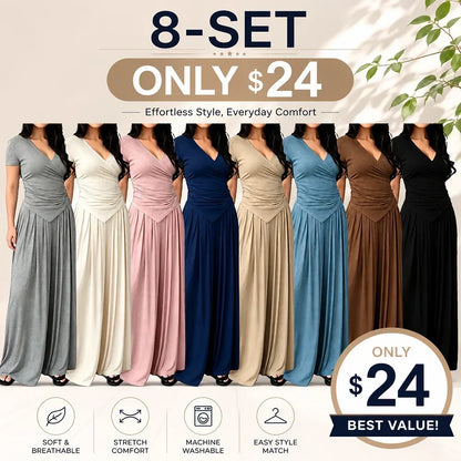 MaisonLuxe – Conjunto sofisticado de top cruzado y pantalón de pierna ancha