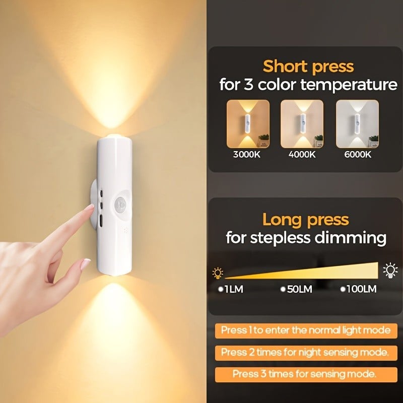 AquaGlow – Luz ambiental LED inteligente recargable con sensor de movimiento