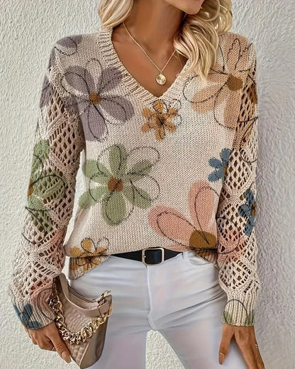 LaceWeave | Suéter de punto calado con cuello en V