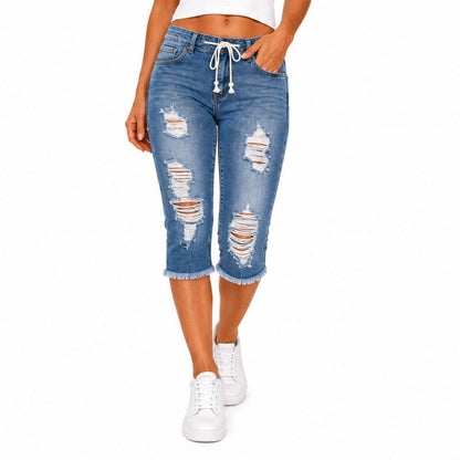 DenimBloom – Jeans vaqueros cortos de tiro alto