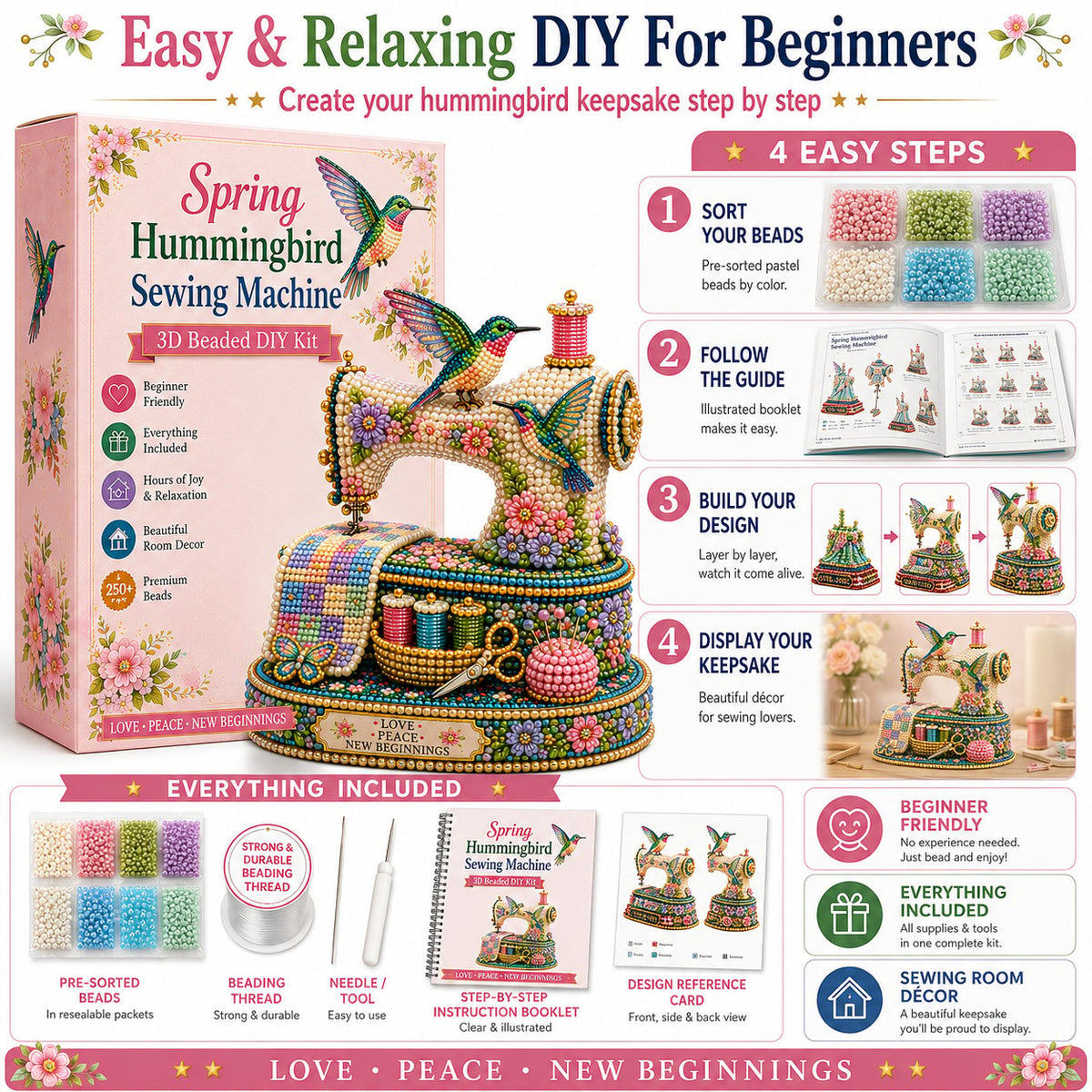 SpringBloom – Máquina de coser colibrí 3D DIY