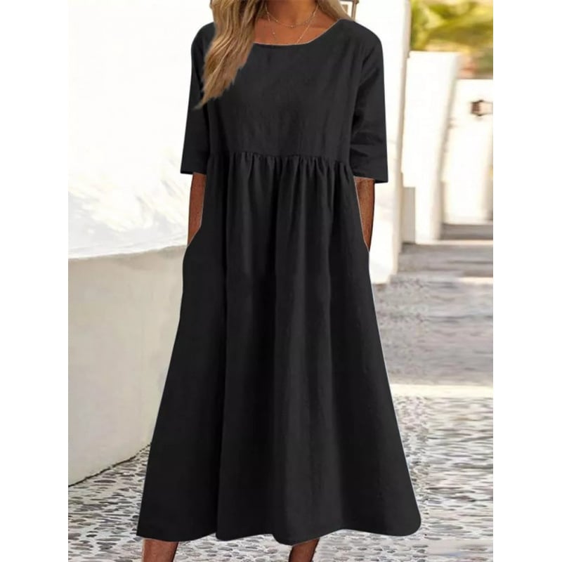 Breeza – Vestido de verano holgado de algodón y lino