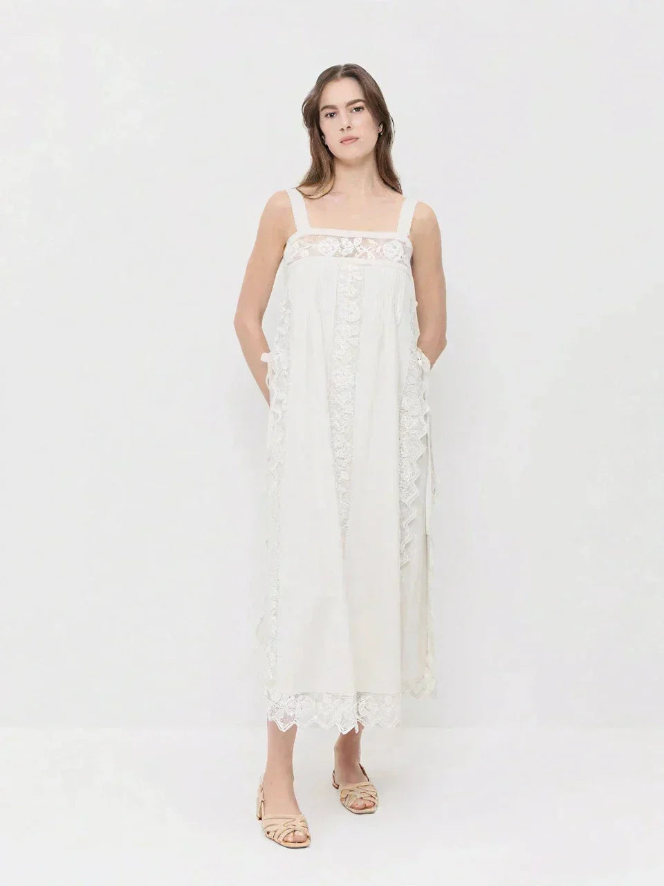 PureLinen – Vintage-Spitzen-Sommer-Midikleid