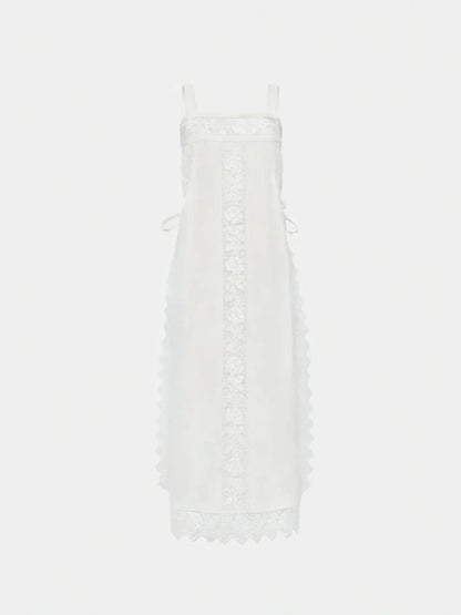 PureLinen – Vestido Midi de Verano con Encaje Vintage