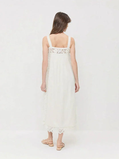 PureLinen – Vestido Midi de Verano con Encaje Vintage