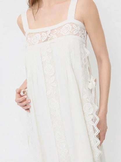 PureLinen – Vestido Midi de Verano con Encaje Vintage