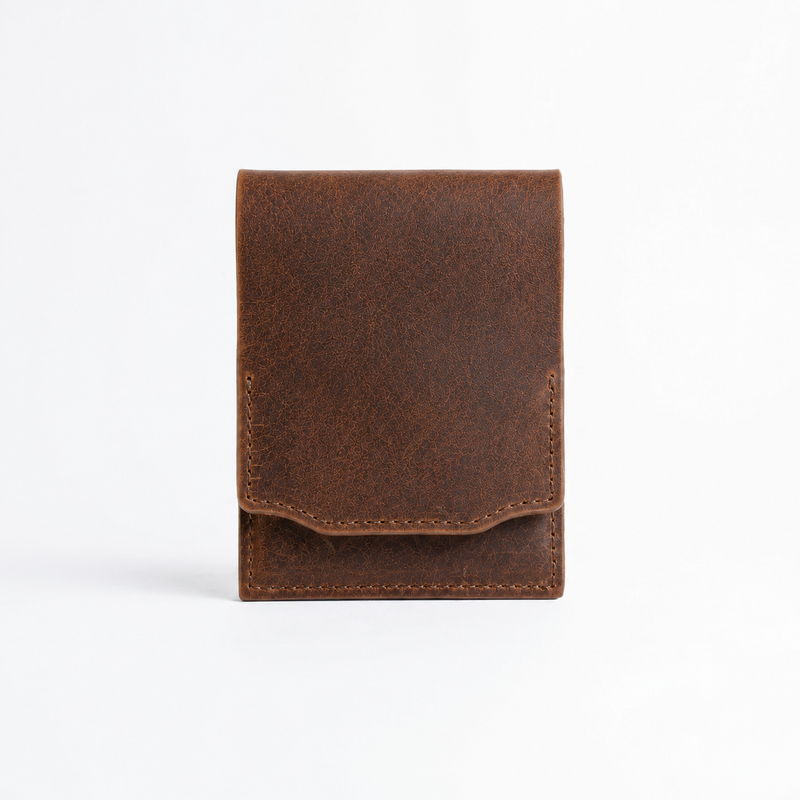 HeritageCraft – Cartera vintage de cuero de plena flor con broche a presión
