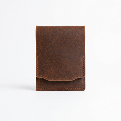 HeritageCraft – Cartera vintage de cuero de plena flor con broche a presión