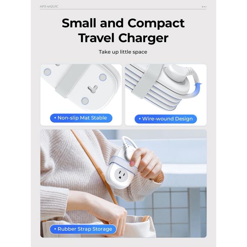 VoltPack – Regleta compacta de 4 tomas para viajes