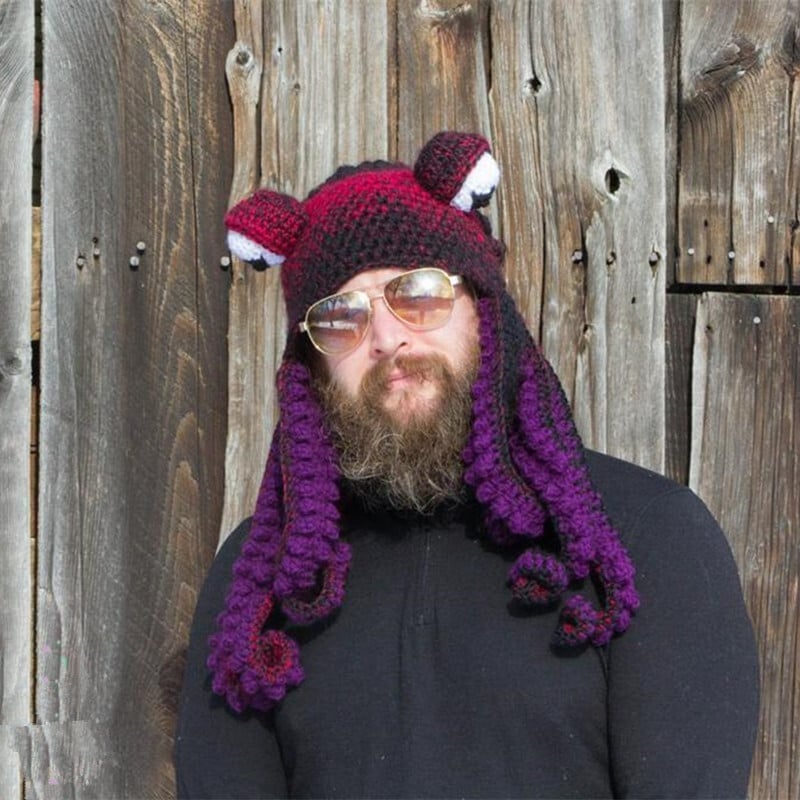 TentacleHue – Gorro de punto de pulpo con bloques de color