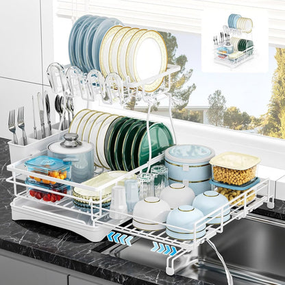 KitchenFlow – Estante de almacenamiento ajustable para secar platos