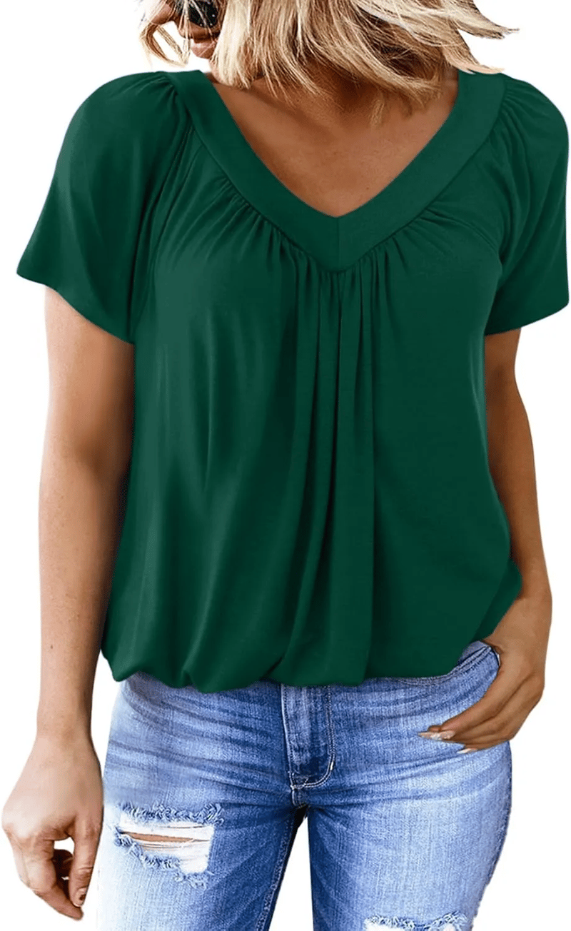 AuraFit | Camiseta casual de cuello en V para mujer clásica
