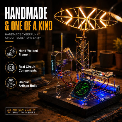 NeonForge – Handgefertigte Cyberpunk-Schaltkreis-Skulpturlampe