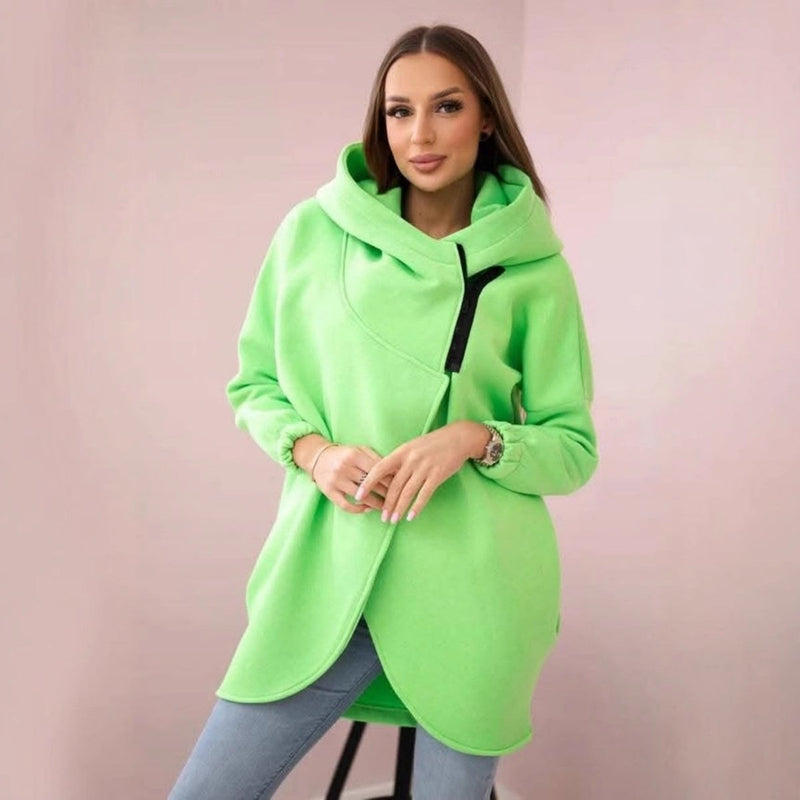 FlexiCurve – Sudadera con capucha y media cremallera de tallas grandes elegante