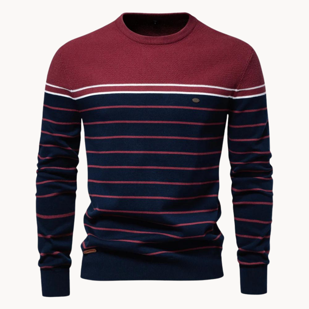 Gestreifter Baumwollpullover im Atlantic-Stil | ALEVITA
