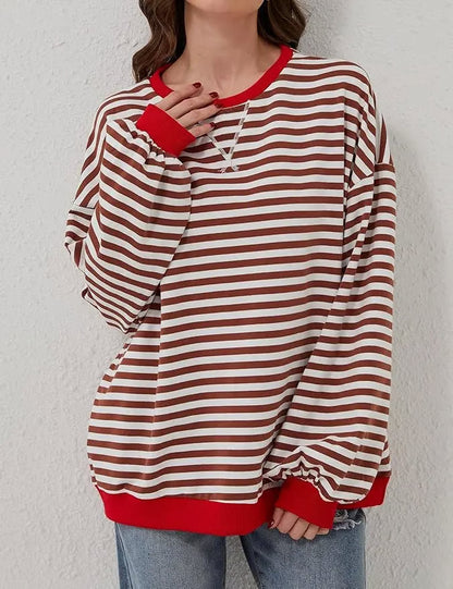 StripeAura – Sudadera de rayas color block para mujer