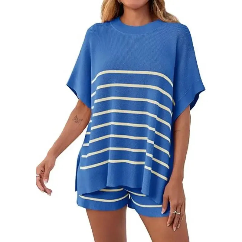 BellaVive – Conjunto de ropa de descanso a rayas chic