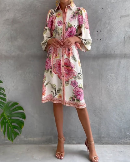 Vestido Estampado Línea A – Elegancia Fluida