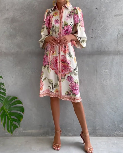 Vestido Estampado Línea A – Elegancia Fluida