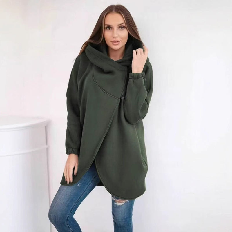 FlexiCurve – Sudadera con capucha y media cremallera de tallas grandes elegante