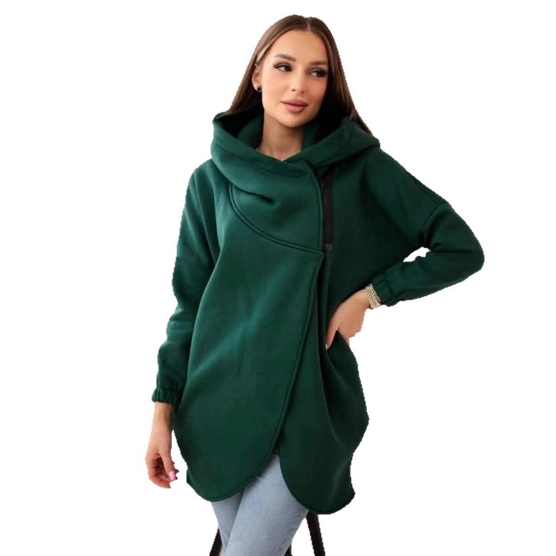 FlexiCurve – Sudadera con capucha y media cremallera de tallas grandes elegante