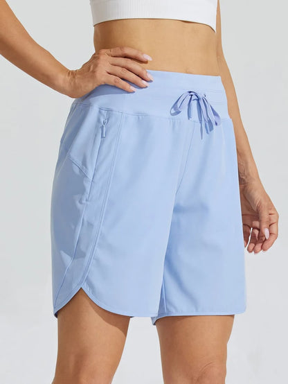AthletiQ – Pantalones cortos de running de tiro alto para mujer