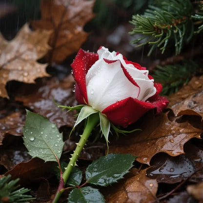 RoseLuxe – Semillas de Rosas Raras Bicolores Rojas y Blancas
