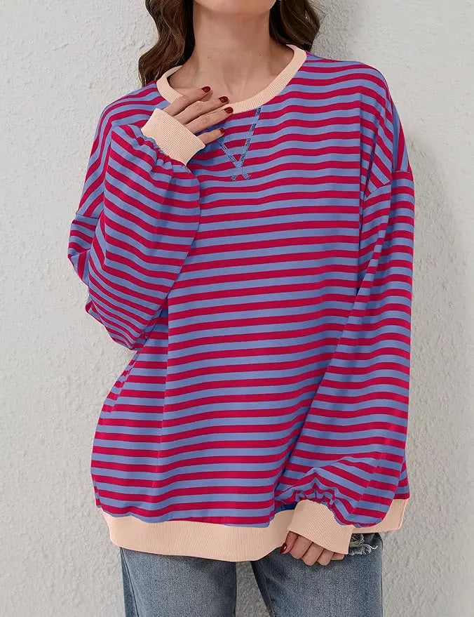 StripeAura – Sudadera de rayas color block para mujer