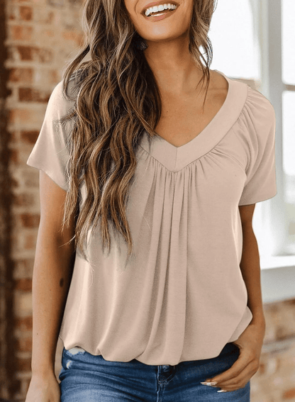 AuraFit | Camiseta casual de cuello en V para mujer clásica