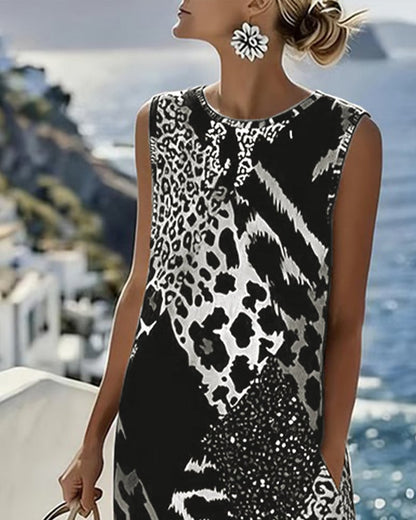 Vestido midi holgado con estampado de leopardo SavannaChic