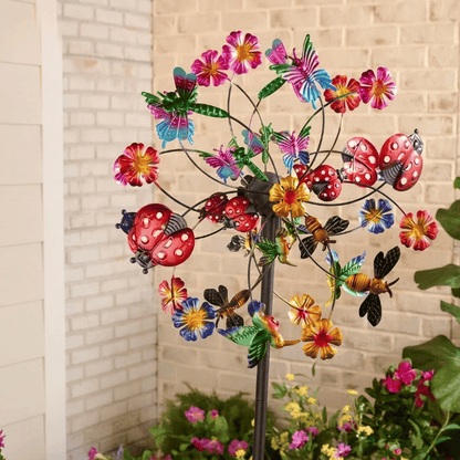 ☀️🌀 Molinetes de Viento para Exteriores con Flores Decorativas🌸 (Incluye soporte)