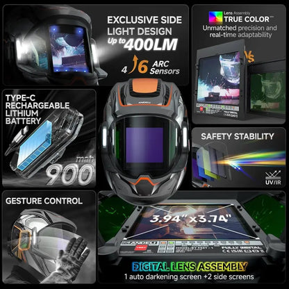 WeldVision Elite – Casco inteligente de 6 sensores