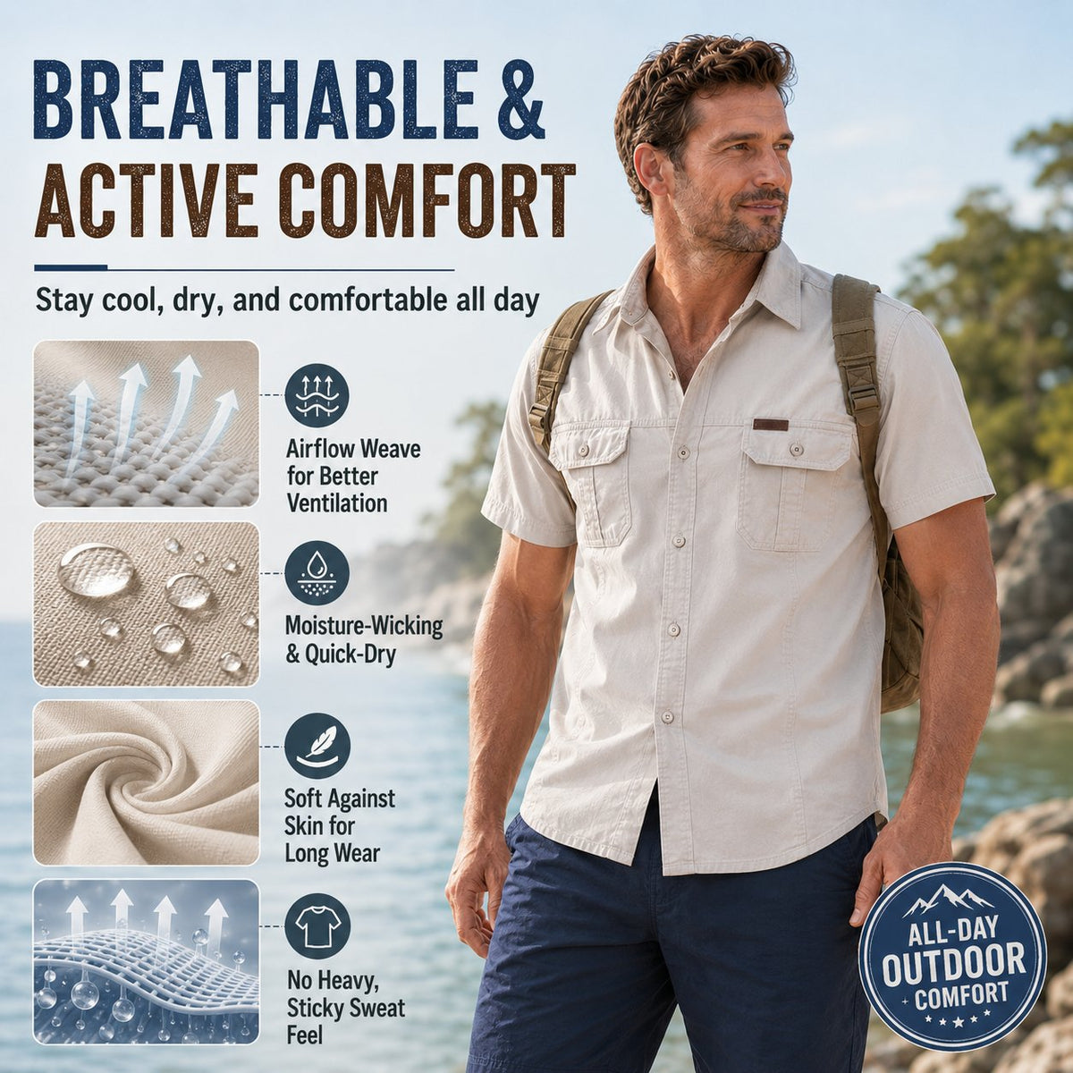 BreezeWear – Atmungsaktives Outdoor-Hemd