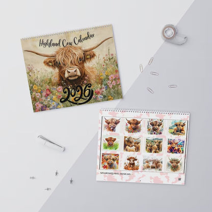 HighlandHugs – Calendario de pared de vaca de las Tierras Altas 2026