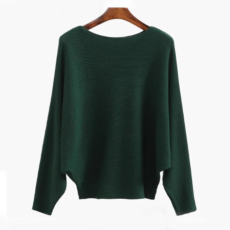 CozyWave – Damen-Strickpullover mit U-Boot-Ausschnitt und Fledermausärmeln