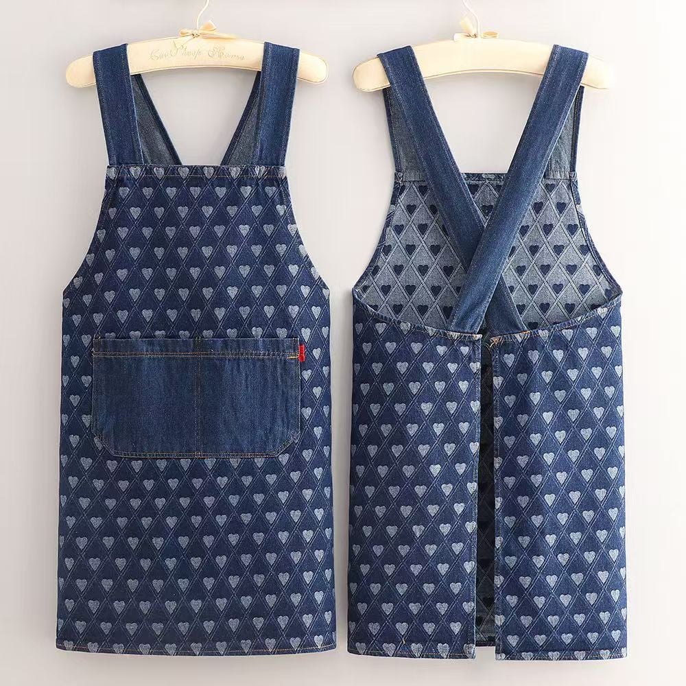 ApronMuse - Premium Soft-Denim-Schürze mit überkreuzten Trägern