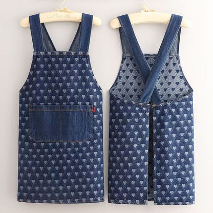 ApronMuse - Premium Soft-Denim-Schürze mit überkreuzten Trägern