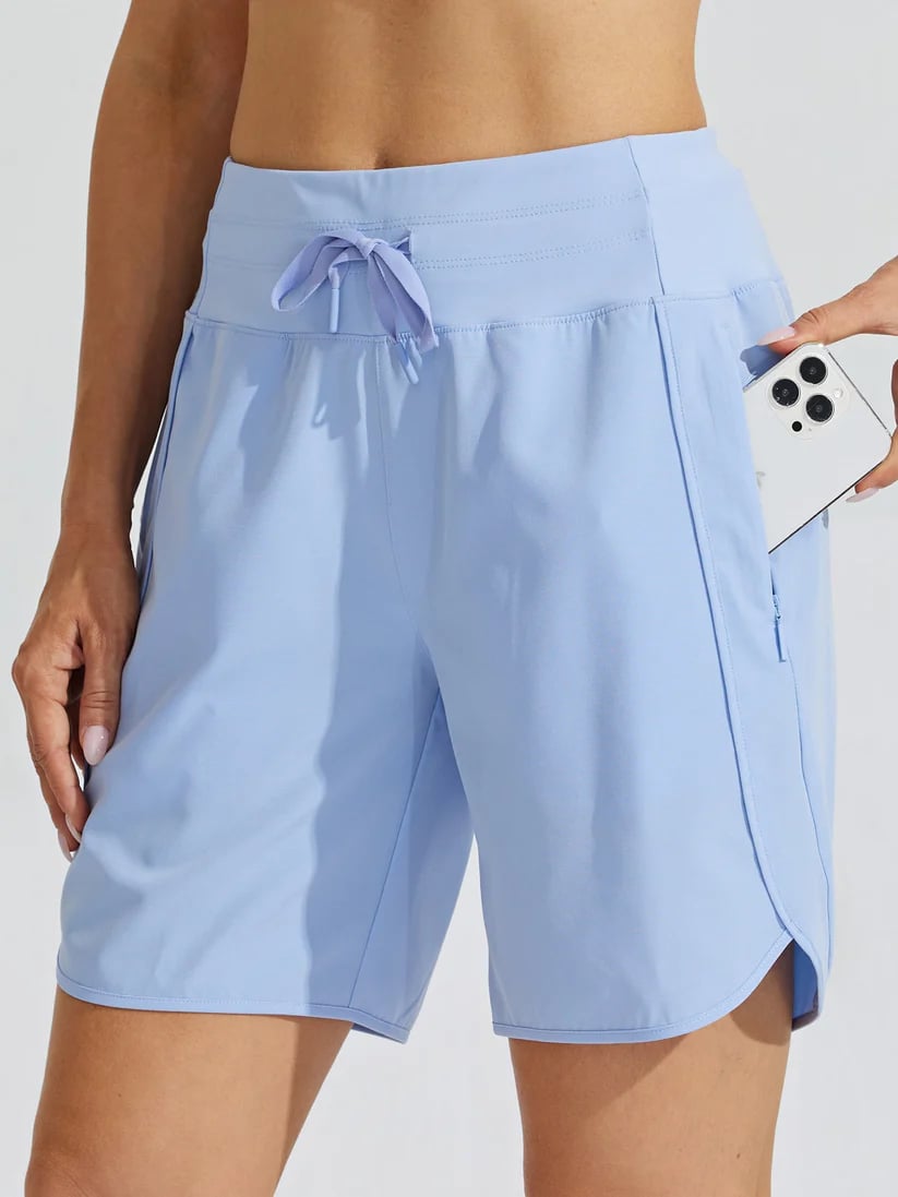 AthletiQ – Pantalones cortos de running de tiro alto para mujer