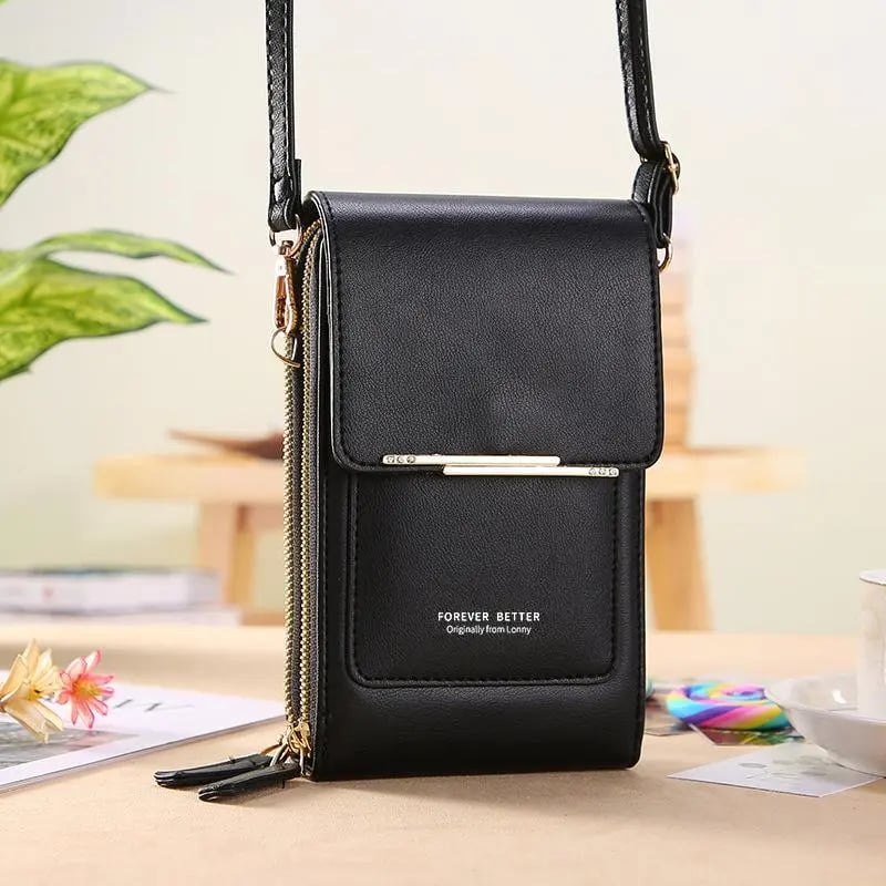 VistaPouch – Cartera bandolera para mujer con pantalla táctil, sencilla y elegante