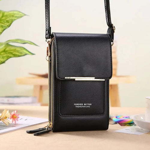 VistaPouch – Cartera bandolera para mujer con pantalla táctil, sencilla y elegante