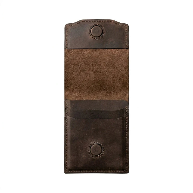 HeritageCraft – Cartera vintage de cuero de plena flor con broche a presión