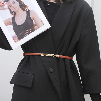 BellaWaist – Cinturón de moda con hebilla de perlas para mujer